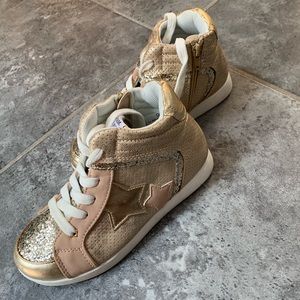 High top rose gold shoes